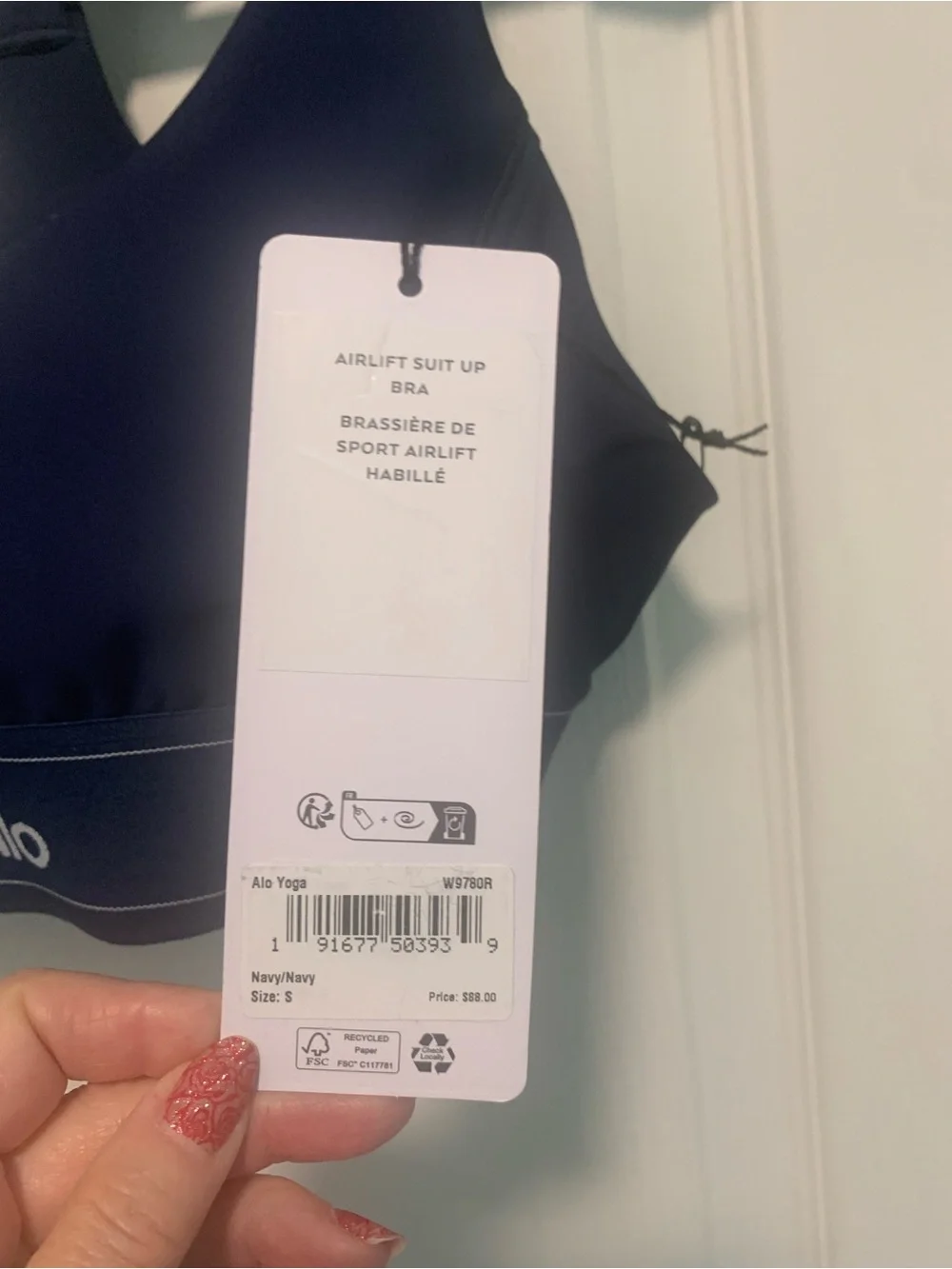 21. NWT Alo Yoga airlift suit up bra NAVY Size S